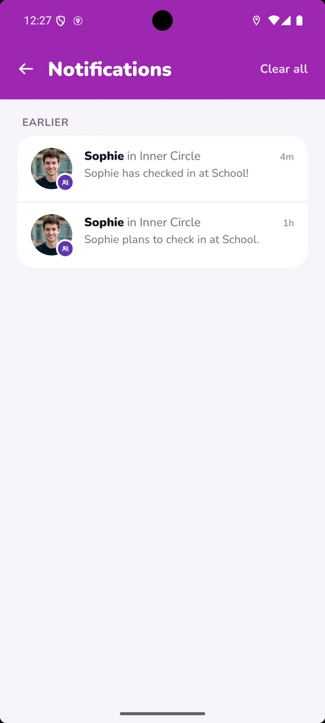 WheresNow check-in notifications