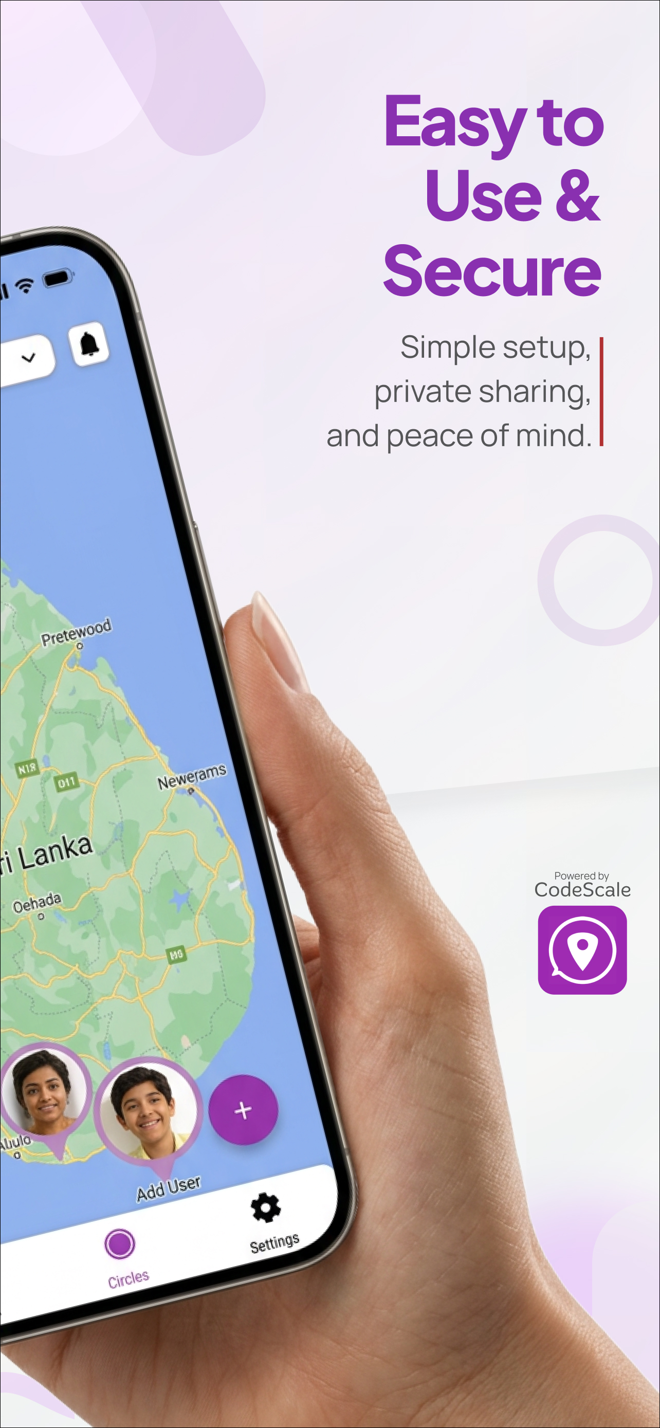 WheresNow easy setup screen — add user to circle